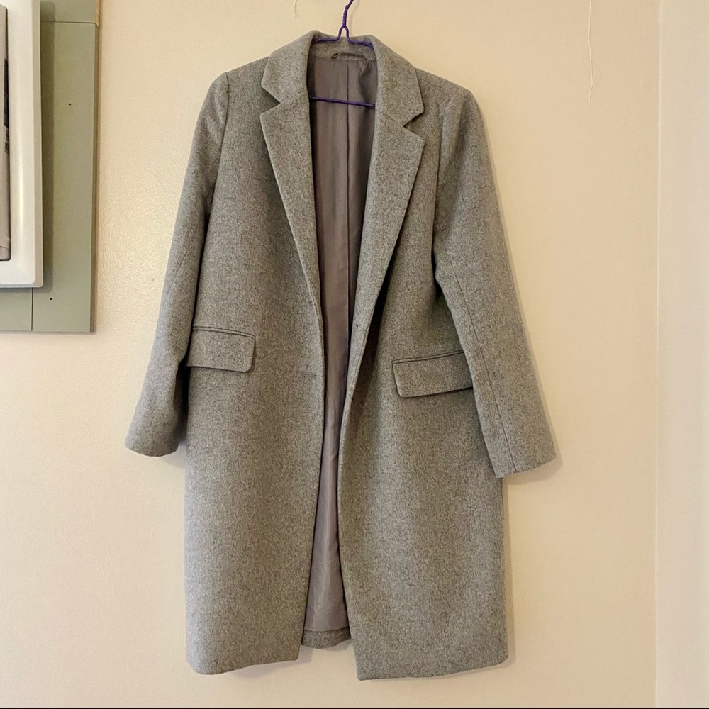 Heather grey trench coat - wool blend